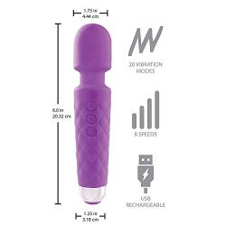 London Luxury BRRC303 Powerful Wand Personal Cordless Massager, 20 Modes and 8 Speed Patterns, USB Rechargeable, Purple