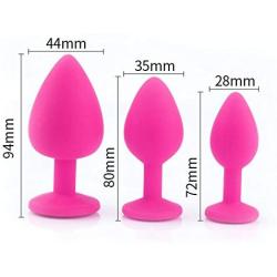 JINGJQINGCAO New 3Pcs/Set Smooth Silicone Butt Plug with Crystal Jewelry Waterproof Anal Plug