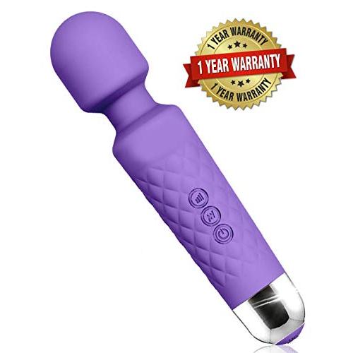 Rechargeable Personal Wand Massager, Compact Power Wand Massager, 20x Multi-Speed Vibrations (Purple)