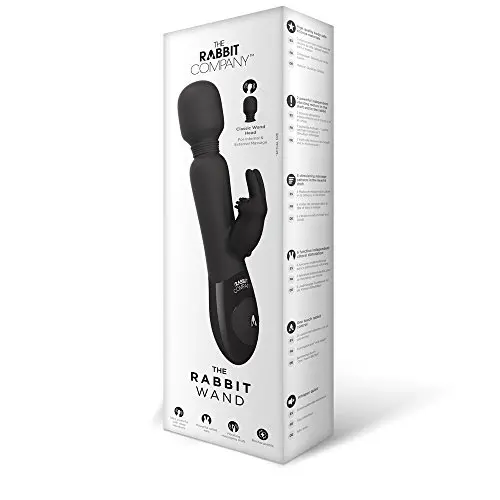 The Rabbit Wand Silicone Usb Rechargeable Dual Vibe Splashproof Black The Rabbit Wand Silicone Usb Rechargeable Dual Vibe Splashproof Black