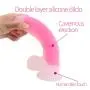 Silicone Dildo 8.5inches with Suction Cup Realistic Cock Penis Double Layered Dong