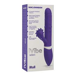 Doc Johnson iVibe Select - iRoll - Silicone Rabbit-Style Vibrator - Pleasure Beads Along Shaft Move Up-and-Down, Clit-Stimulating Wheel of Rotating Silicone&quotTongues", Purple