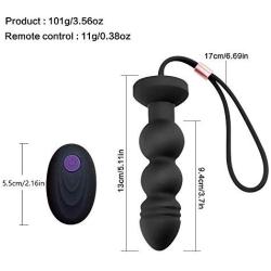 Male Prostate Massager Anal Butt Plug with Vibrating Remote Control, Anal Vibrator Prostate Stimulator Anal Beads with 7 Stimulation Patterns, Unisex Waterproof Rechargeable Silicone Butt Plug Massage