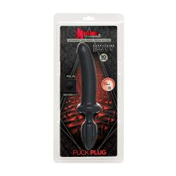 Kink by Doc Johnson - Fuck Plug - Double-Ended Dildo/Butt Plug Combo - 10" Long and 1.5" Long - Dual Density SecondSkyn™ Silicone - Black