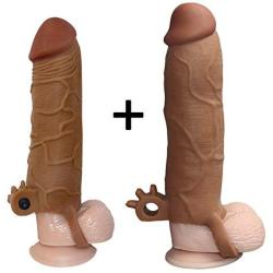 2 PCS Fantasy X-Tension Penis Sleeve Set,Add 2" in Head Cock Extender Male Penis Extension Sleeve Sheath (A)