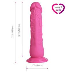 Louviva Realistic Liquid Silicone Dildo, 7" Lifelike Masturbation Sex Toys with Suction Cup for Women (Pink)