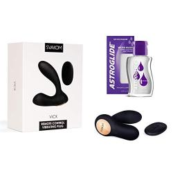 SVAKOM Luxurious Remote Control 7-Mode Flexible P Stimulator & 2.5 Oz Astroglide Water-Based Lubricant