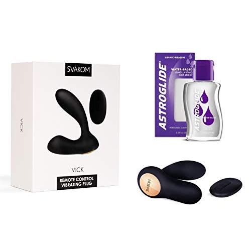 SVAKOM Luxurious Remote Control 7-Mode Flexible P Stimulator & 2.5 Oz Astroglide Water-Based Lubricant