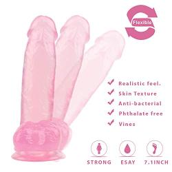 PRX 7.1 Inch Womens Silicone -Ďîldɔ, Realistic Texture and Real Touch Toys - Health and Safety Waterproof - Style is Exquisite and Stylish, Love at First Sight, This Pink Boy PRX