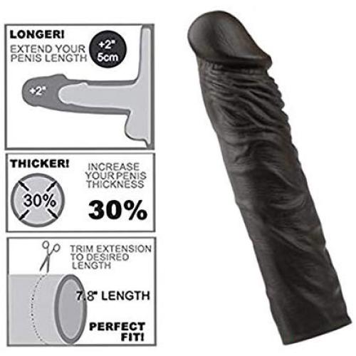 Extender Enlarger Extension Sheath Elastic Long Lasting Time Size Sleeve Stamina Enhancer W23122