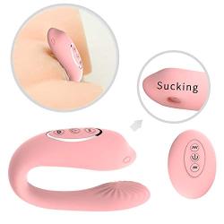 Powerful Wireless Remote Control Rechargeable Mini U Shape Massage, 8-Frequency Clitoris Orgasm Tool Dual Motor Vaginal Anal Sucking Toy