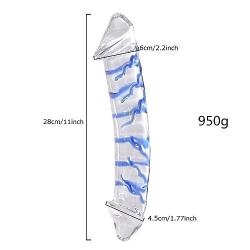 Huge Double-Ended Glass Wand Huge Smooth Medical-Grade Crystal Stick for Women Men