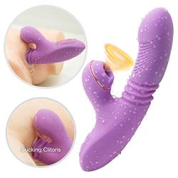 Wireless 7 Frequency Thrusting and Sucking Toys Waterproof Rechargeable Handheld Massager Wand with Heating Function,Powerful But Quiet,Medical Silicone - Discreet Package (Purple)