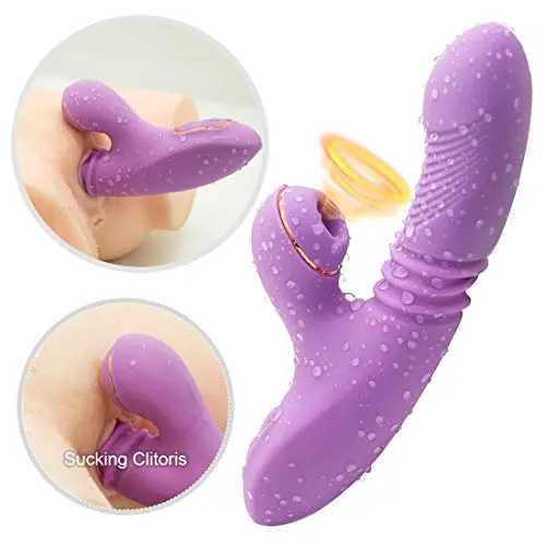 Wireless 7 Frequency Thrusting and Sucking Toys Waterproof Rechargeable Handheld Massager Wand with Heating Function,Powerful But Quiet,Medical Silicone - Discreet Package (Purple) Wireless 7 Frequency Thrusting and Sucking Toys Waterproof Rechargeable Handheld Massager Wand with Heating Function,Powerful But Quiet,Medical Silicone - Discreet Package (Purple)