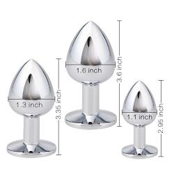 Akstore 3 Piece Luxury Jewelry Design Fetish Stainless Steel Anal Butt Plug with Penis Condom, Blue, 10.4 Ounce