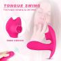 YQFCA Wearable Remote Wearable C-lǐt-óris Massager, 10 Vibration Modes,10 Tongue Licking Modes, Silent,Skin-Friendly Silicone, USB Rechargeable Waterproof Massager YQFCA (Color : Red)