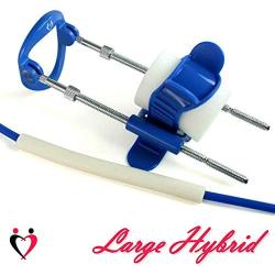 LeLuv Large Blue Slider Hybrid Penis Extender Adjustable Length Platinum Threaded Rods with Wide Strap and Basic Securing Options