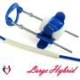 LeLuv Large Blue Slider Hybrid Penis Extender Adjustable Length Platinum Threaded Rods with Wide Strap and Basic Securing Options