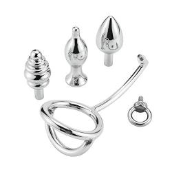 Stainless Steel Metal an`āl Hook with Pê/n`ǐs Ring for Male an`āl Plն`g Pê/n`ǐs Čhāstǐty Lock Fetish Pê/n`ǐs Ring