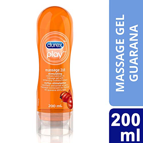 Lubricant, Durex Massage Gel & Personal Lubricant, Durex Massage & Play 2 in 1 Lubricant, 6.76 oz, Intensify with Enhancing Guarana