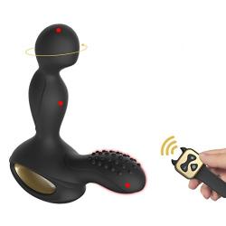 Vibrating Prostate Massager Heating Wireless Remote Anal Sex Toys Rotating Mens Anal Stimulation Silicone 10 Speed Vibration with 2 Powerful Motors for Male Orgasms & Couples BlackGold