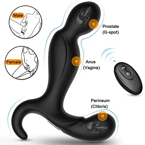 Male Vibrating Prostate Massager, 2 Powerful Motors Rechargeable Anal Vibrator with 10 Stimulation Patterns Remote Control Waterproof Butt Plug Anal Sex Toys for Men, Women & Couples Male Vibrating Prostate Massager, 2 Powerful Motors Rechargeable Anal Vibrator with 10 Stimulation Patterns Remote Control Waterproof Butt Plug Anal Sex Toys for Men, Women & Couples