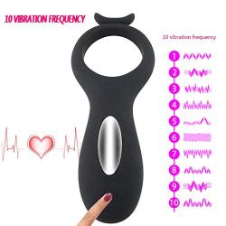 Lfcmf Multiple Speed Waterproof USB Rechargeable Easy to Clean Massage Tools Male Ring Massage with Remote Control Toys for Men and Couples