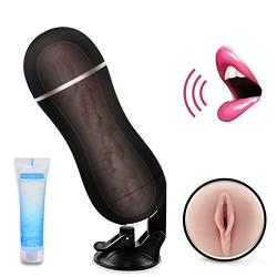 Male Masturbator With Strong Suction Base for Hands Free Fun, PALOQUETH Man Masturbation Cup with Porn Star Moaning Feature 10 Vibration Modes for Life like Experience