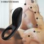 EROCOME Full Silicone Vibrating Sagitta Cock Ring - Waterproof Rechargeable Penis Ring Vibrator with 8 Modes - Sex Toy for Male or Couples (Black)