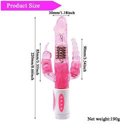 Haiya Rabbit Vibrator Dildo G-spot Multi Speed Rotation and Vibration Massager Simulation Sex Toy - Pink