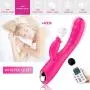Dual Motor Waterproof Cordless USB Cable Rechargeable Soft Quiet Wireless forwomen More Convenient for Bedroom Massager Tool Rose Red