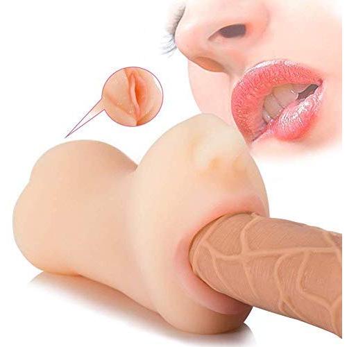 Male Masturbator Oral Blow Deep Throat Job,3D Lifelike Vagina and Mouth with Teeth Tongue Pussy Pocket for Male Sex Toys for Men