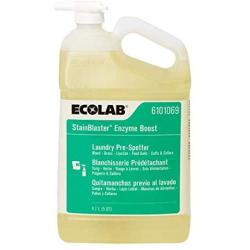 ECOLAB 6101069 StainBlaster Enzyme Boost 4.7 Liter (5 Quart) - Laundry Pre-Spotter for Blood Grass Lipstick Food Soils & Cuffs or Collars - One (1) Resealable Jug per Order