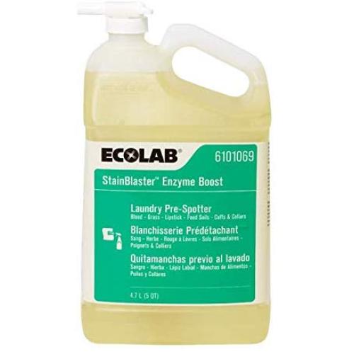 ECOLAB 6101069 StainBlaster Enzyme Boost 4.7 Liter (5 Quart) - Laundry Pre-Spotter for Blood Grass Lipstick Food Soils & Cuffs or Collars - One (1) Resealable Jug per Order