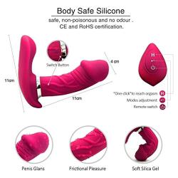 SHWSM Sex Wearable Clitoris Vagina Vibrator G-Point Stimulator- Quiet Dual Motor -Wireless Remote -7 Kinds of Vibration Frequency -100% Waterproof T-Shirt