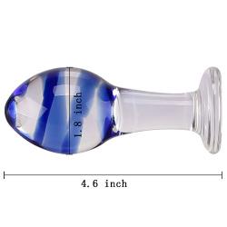 AKStore Blue Glass Crystal Ball Anal Plug Anal Butt Personal Sex Massager G-spot Stimulator Butt Pleasure Wand Mushroom Adult Sex Toy