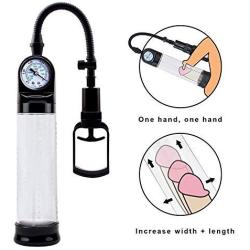 Male Handheld Pennis Vacuum Suction Pump with Pressure Gauge and Quick Release Valve 11 inch Tshirt Air Pressure Massage Device psbibra