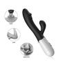 Portable Wand Massager, 30-Speed Vibrating Silicone Waterproof G Spot Vibrators Dual Vibration Handheld Massager for Women,Personal Fitness,Body Muscles Relax, Use in Bedroom, Bathroom-Black