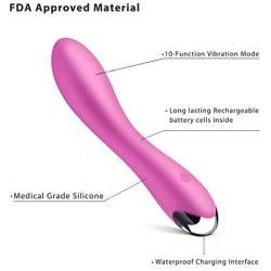 Cordless Electric Massager Waterproof with 10x Strong Vibration Patterns, Powerful Handheld Rechargeable Body Massage for Back Neck, Muscle Aches & Sport Recovery (Pink)