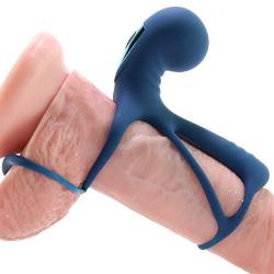 Renegade - Gladiator - Rechargeable Silicone Vibrating Remote Control Penis and Testicle Harness - Blue