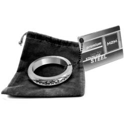 M2M Metal C-ring, Stainless Steel With Tribal Design, Includes Bag, 1.875