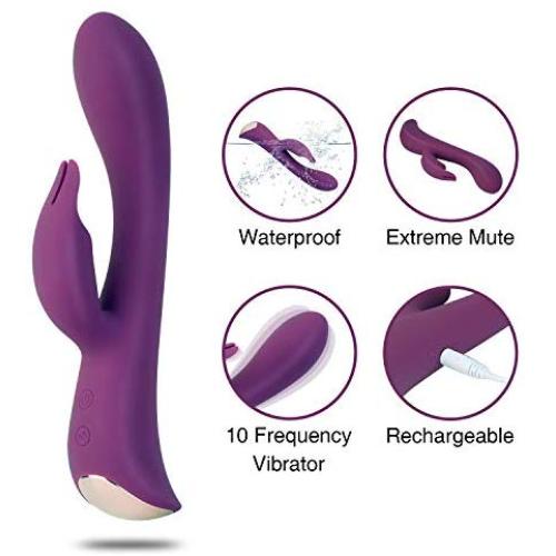 G Spot Rabbit Vibrator with Bunny Ears for Clitoris Stimulation, BEING FETISH Silicone Dildo Vibrator with 10 Vibration Modes Vibration Quiet Dual Motor for Women Couples Sex Toy Massager