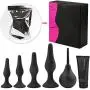 4PCS Anal Plug Set Medical Silicone Sensuality Anal Massager(Black) 1 Set 4PCS Anal Plug Set Medical Silicone Sensuality Anal Massager(Black) 1 Set