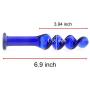 Wowlife Sex Toy, Blue Screw Thread Round Glass Dildo Crystal Penis for Couple Lover