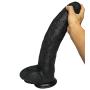 QJFYJ-001 Huge Silicone Manual Massage Stick Flexible Real Portable Suction Cup Long Lifelike Massager for Men Women Black 17inch