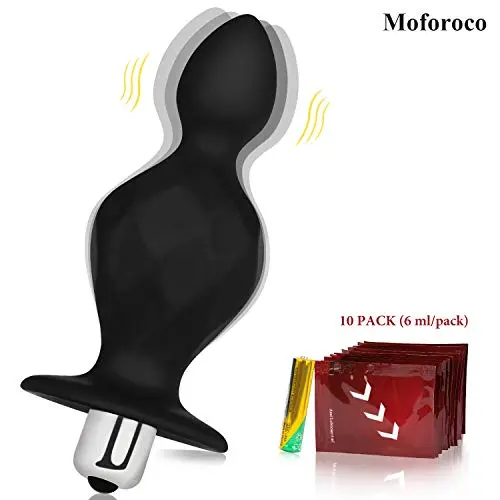 Butt Anal Plug, 100% Medical Grade Soft Silicone Vibrator, Waterproof Anal Trainer Toy with 10 Pack Lube for Male Female Couples (Black) Butt Anal Plug, 100% Medical Grade Soft Silicone Vibrator, Waterproof Anal Trainer Toy with 10 Pack Lube for Male Female Couples (Black)