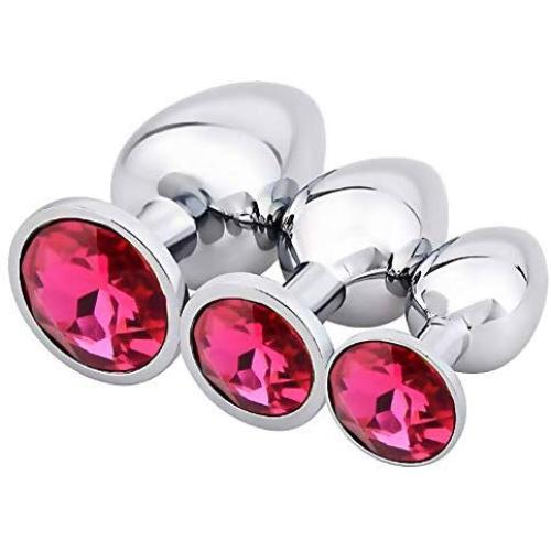 (J31)3Pcs/Set Medical Stainless Steel Trainer Kit Anales Pugs Beginner Set for Women and Men (Pink)