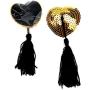 Demarkt Heart Pasties Sexy Women Lingerie Tassel Pasties Stickers Breast Bra Nipple Cover (Black)
