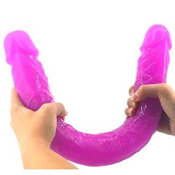 Fistsunbook 18in Douable Dǒng Headed Dual Sided Massager for Women Double Pleasure Purple PVC Toy fistsunbook