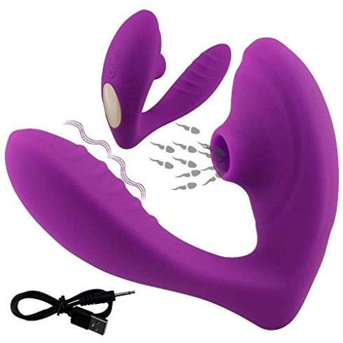 Qbyoop 10 Frequency Sucking Wand Massage, Wearable Perfect Clǐt-Oral Sucking VǐbRator Excited (Color : Purple)